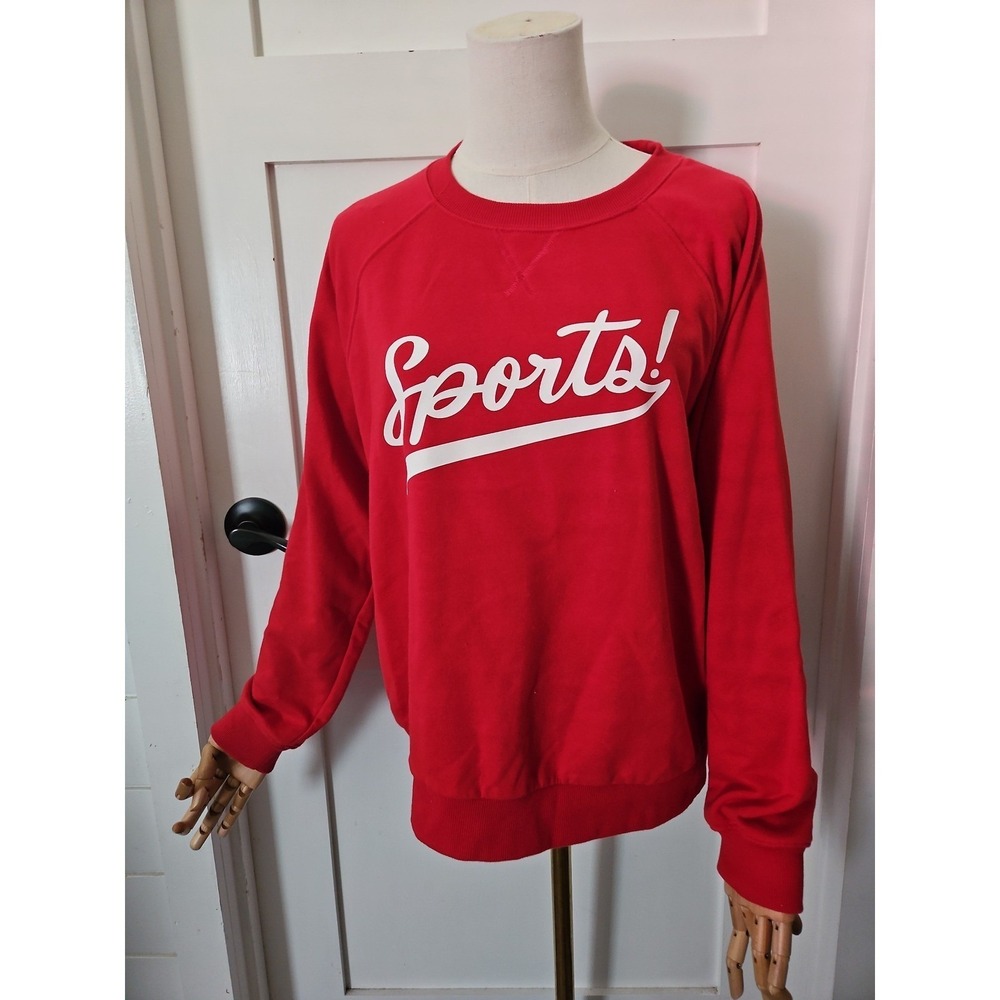 LC Lauren Conrad‎ Sports Sweatshirt Womens Medium M Red Script Graphic Pullover
